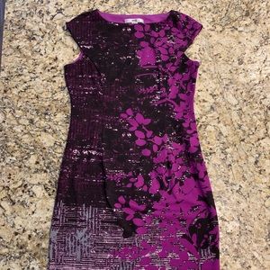 Wisp dark and light purple floral fitted dress